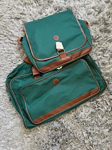 2pc NEW NIB Vintage Polo Ralph Lauren Green Canvas Travel Bags Luggage Weekender - Picture 1 of 4