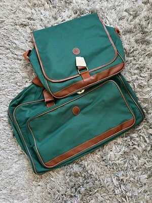 2 piezas NUEVO EN CAJA Vintage Polo Ralph Lauren Verde Lona Bolsas de Viaje Equipaje Fin de Semana Foto 1 de 4