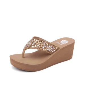 Yellow Box Enola Tan Wedge Toe Post Sandal Women's sizes 6-10/NEW! - Picture 1 of 5