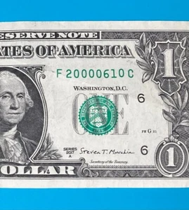 2000 June 10 : F 20000610 C $1 One Dollar Bill BIRTHDAY Note - Picture 1 of 3