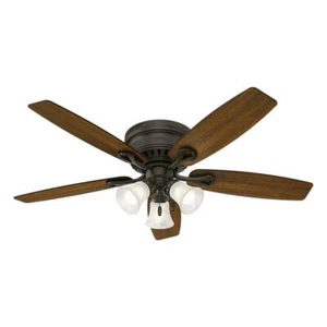 Hunter 52016 Oakhurst 52 in. LED Indoor Low Profile New Bronze Ceiling Fan - Picture 1 of 9