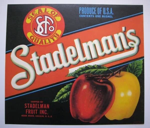 Original STADELMAN apple crate label Stadelman Fruit Inc Hood River OR drawn aps - Picture 1 of 1