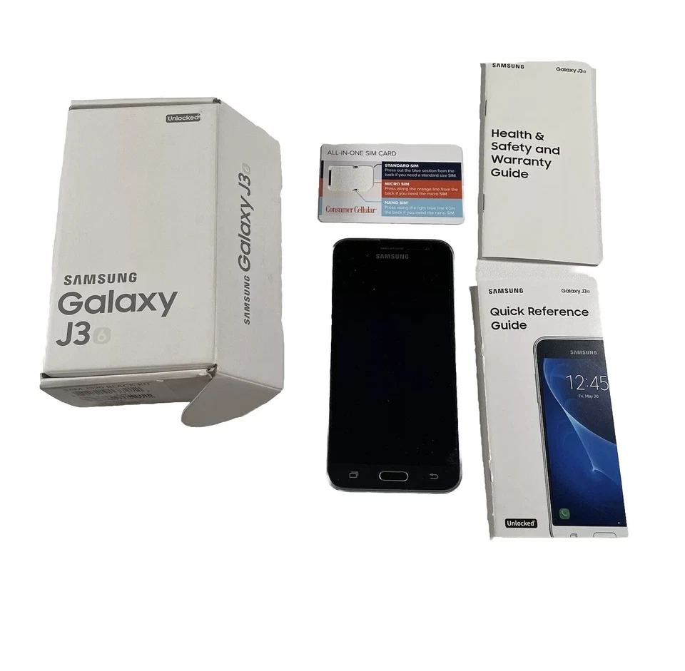 Teléfono celular Samsung Galaxy J3 2016 16 GB sin probar vendido como está en caja usado Foto 1 de 4