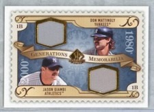 2009 SP Legendary Cuts Generations Memorabilia Don Mattingly Jason Giambi #GM-1B