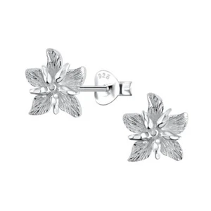 Silver Flower Stud Earrings Fine Details - 925 Sterling Silver Women's Jewelry - Picture 1 of 1