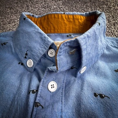 Altamont Shades Button Down Men's Medium Short Sleeve Blue Chambray Cotton Shirt - Image 1 of 4