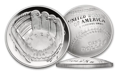 (1) 2014 P Baseball Hall of Fame $1 Silver Dollar Proof Comm Coin (CAPSULE ONLY) - Image 1 of 3