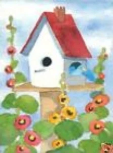 "TOLAND" STAY AT HOME BIRDHOUSE MINI GARDEN FLAG free shipping - Picture 1 of 1