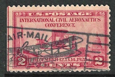 Nice Biplane Fancy Cancel 2 Cent Aeronautics Commemorative Airmail US 88F62 - Image 1 of 2