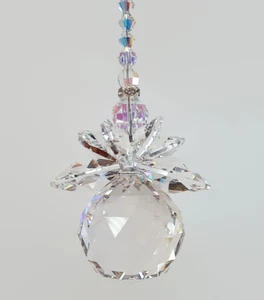 Large Guardian Angel Suncatcher made with Swarovski, Long Strand Gift Box - Picture 1 of 3