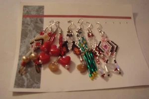HANDMADE BEADED EARRINGS LOT OF 6 - Picture 1 of 1