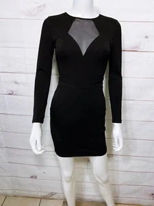 Abito donna body Bebe taglia 0 nero foderato girocollo trasparente zip posteriore - Foto 1 di 8