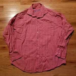 Camisa de vestir Bugatchi para hombre rosa a rayas manga larga talla grande L - Imagen 1 de 6