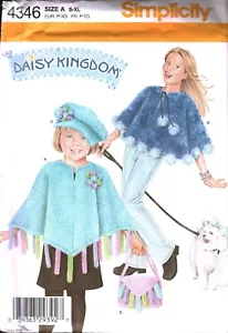 4346 Vintage Simplicity Sewing Pattern Girls Dress Daisy Kingdom Poncho Purse FF - Picture 1 of 2