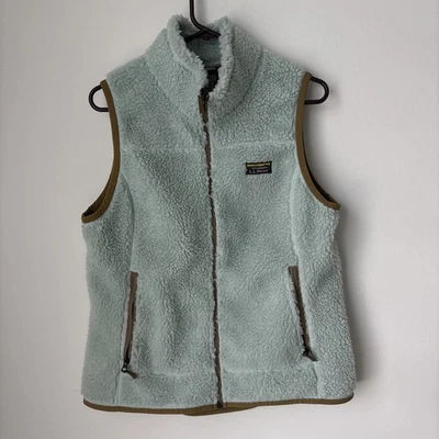 LL Bean Women's Mountain Pile Fleece Vest 502430 M Blue Zip SZ M REG - Image 1 of 4
