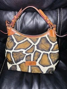 Dooney & Bourke Giraffe Print Canvas & Leather Trim Hobo Bag - Picture 1 of 9