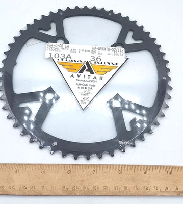 Plato Avitar Werx 52 dientes 4 pernos 52/112 EE. UU. Hecho CNC 103A 52/112 NUEVO DE STOCK Foto 1 de 4