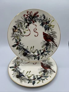 2- Lenox Dinner Plates Christmas China WINTER GREETINGS - Set of 2 - 10 3/4" - Picture 1 of 5