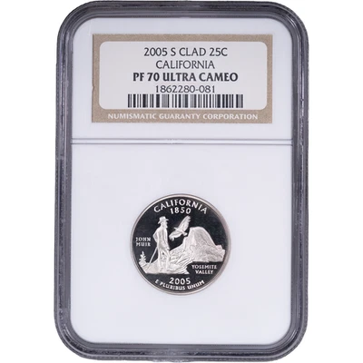 2005-S Clad California State Quarter - Proof ~ NGC PF 70 ULTRA CAMEO - Image 1 of 2