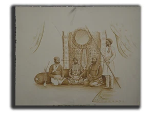 Darbar of Maharajah Ranjit Singh Handmade Painting 9 x 11 in "PN1481" - Picture 1 of 3