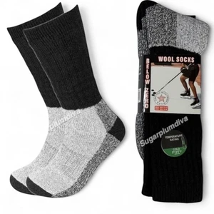 Winter Thermal Socks Merino Wool Temperature Rated -25* Black Gray 10-13 NEW 2pk - Picture 1 of 9
