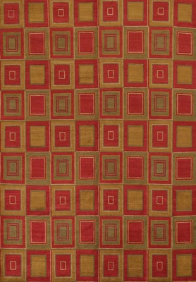 Alfombra contemporánea de lana nepalí a cuadros 8x10 pies anudada a mano para sala de estar Foto 1 de 4