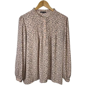 Adrianna Papell Langarm-Bluse mit Blumenmuster Rüschenausschnitt rosa Damen Medium - Bild 1 von 4