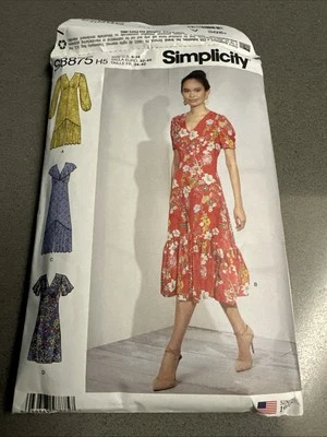 Simplicity S8875 H5 Uncut Pattern Midi Ruffle Cottage Fitted Dresses Size 6-14 - Image 1 of 4