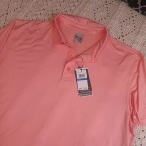 Neu mit Etikett Callaway Poloshirt Herren XL koralle OptiDri Odyssey Golf Stickerei UPF-Streifen - Bild 1 von 9