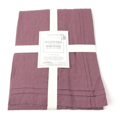 Williams Sonoma Pleated Edge Table Runner 16x108 Hazy Lilac Mauve Linen - Image 1 of 4