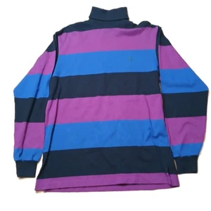 Vtg Polo Ralph Lauren Fat Stripe Turtleneck Long Sleeve Shirt Men's S Purple Blk - Picture 1 of 7