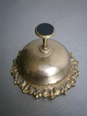 Sonnette Cloche de service Bronze doré déco Réception Cuisine Ancien - Photo 1/4