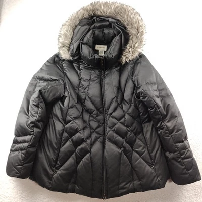 Chaqueta acolchada de plumón de pato ST Johns Bay capucha de piel sintética para mujer XL pequeña acolchada Foto 1 de 4