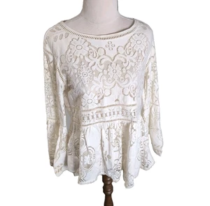 Spell Byron Bay White Lace Boho Peasant Blouse Womens Size Small - Bild 1 von 7