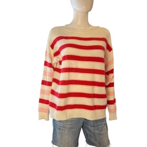 Suéter Pullover FRNCH La Maille Súper Suave Rojo Rosa Rayas Talla M/L - Imagen 1 de 6