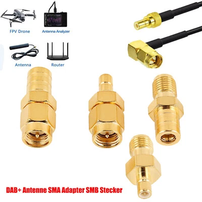 GEARZAAR 4 Kit DAB + Antenne Adapter SMA Stecker auf SMB Buchse DAB Auto Antenne Adapter