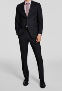 Kenneth Cole Men's Black Pindot Slim-Fit Stretch 2-Piece Suit Set Size 46S - Picture 1 of 6