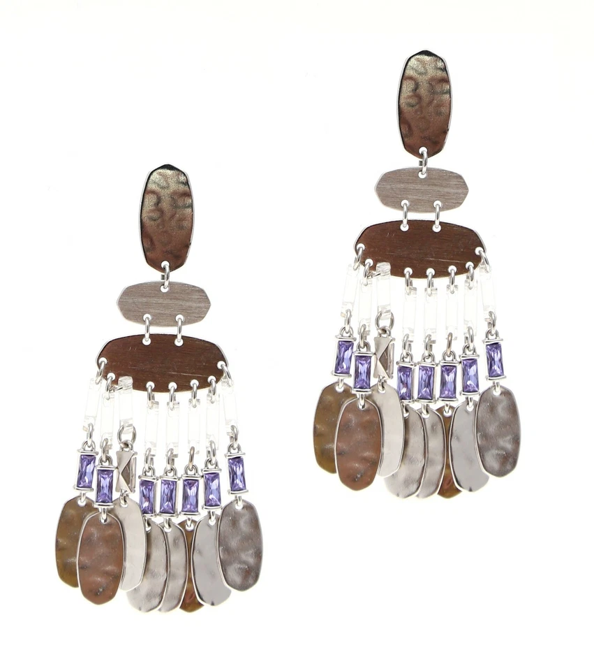 Pendientes Kendra Scott Oster plata llamativos en cristal lila W1113 Foto 1 de 1