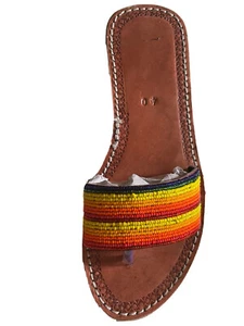 Women's Striped Style Beaded Slippers | Multicoloured EUR 40 (UK7) - Picture 1 of 2