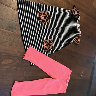 Lote de legging Hanna Andersson 150 meninas 12 vestido listrado chita coral capri - Imagem 1 de 4