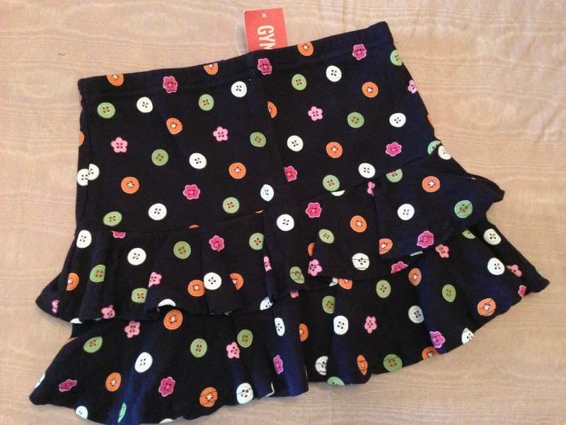 NWT Gymboree All About Buttons Tiered Ruffled Button Print Cotton Knit Skort 7 - Image 1 of 1