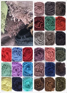 Crimp Frayed Edges Crinkle Maxi Scarf Cotton Soft High quality Hijab Scarf - Picture 1 of 28