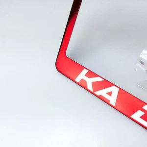 Red Chrome Custom Personalize Laser Engraved License Plate Frame Bracket w/Caps - Picture 1 of 11