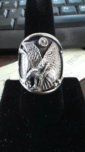 Anillos de plata esterlina hechos a mano para motociclistas Harley Davidson Eagle firmados 10.5 11.5 - Imagen 1 de 5