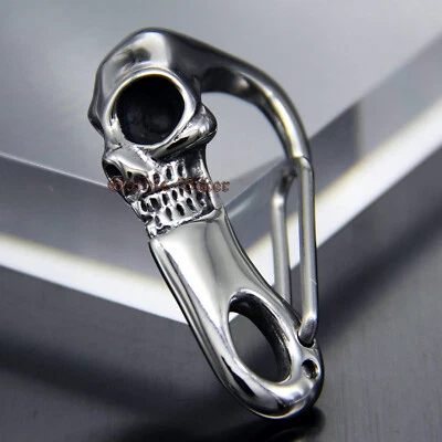 Retro Stainless Steel Skull Clasp Carabiner Wallet DIY Key Chain Hook FOB Clip - Image 1 of 4