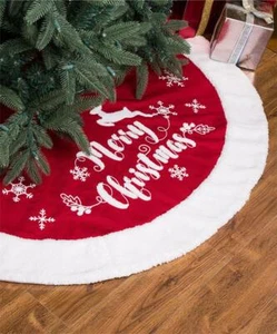 Falda Árbol Feliz Navidad Bordada Glitzhome 48" Diámetro - Imagen 1 de 2