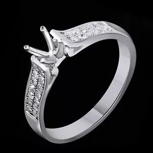 10K White Gold 4-4.5Mm Round Diamond Engagement Semi Mount Ring Setting -IGI- - Picture 1 of 7