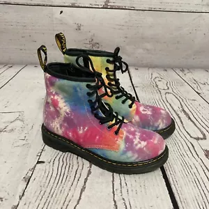 Botas Dr Martens 1460J para mujer 5 gamuza suave tie dye con cordones multicolor combate - Imagen 1 de 9
