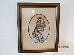 Steve Leonardi Vintage EULE Wildlife Grafik signiert gerahmt 11,5" x 9,5" - Bild 1 von 6