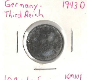 Moneda Alemania (Tercer Reich) 10 Reichspfennig 1943 D KM101 - Imagen 1 de 3